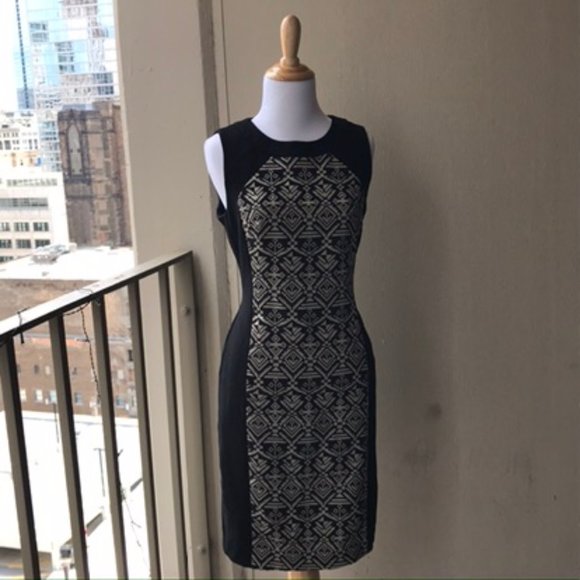 Antonio Melani Black Geometric Pattern Shift Dress - Picture 3 of 13